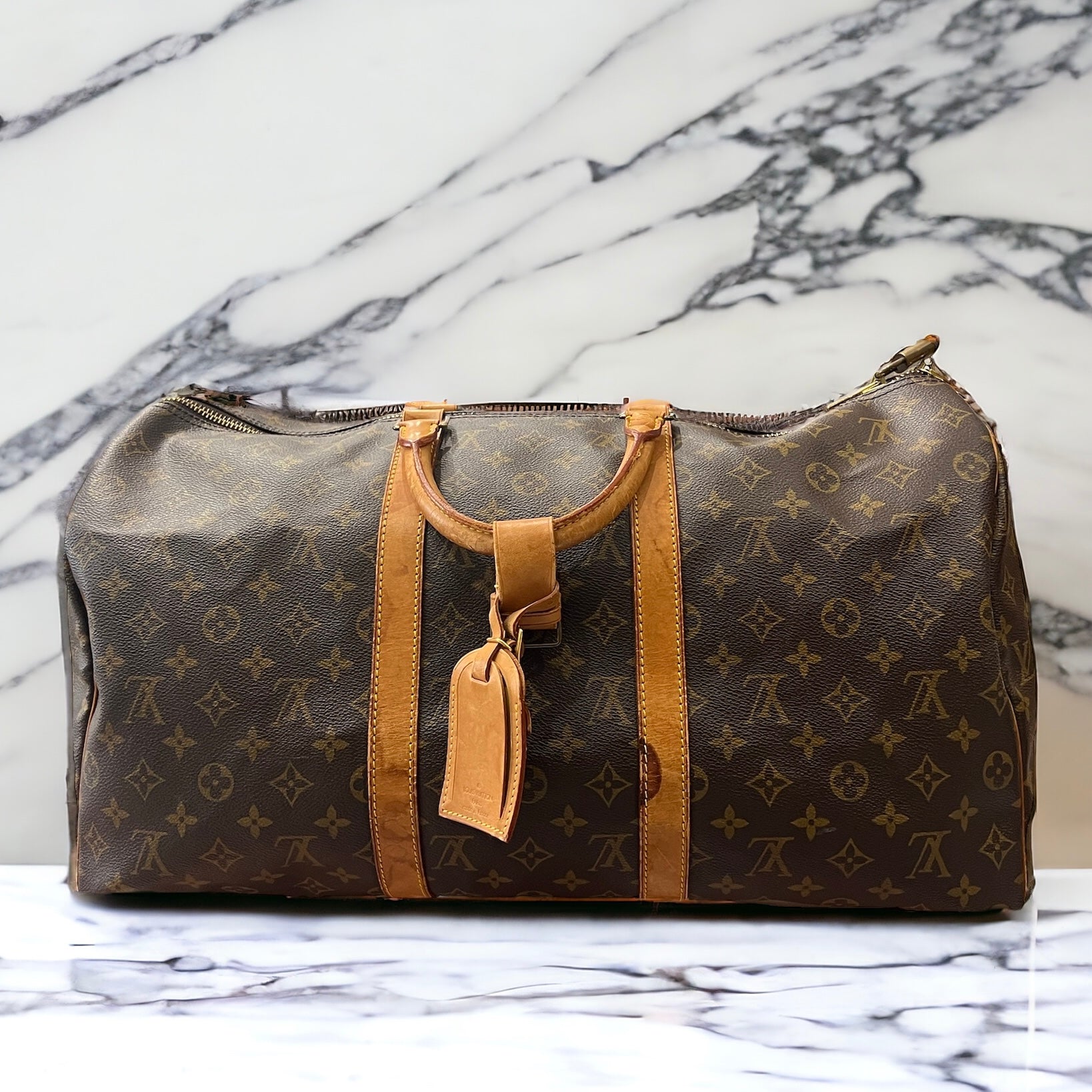 Original Louis Vuitton Keepall 55 online Bandouliere braun Reisetasche