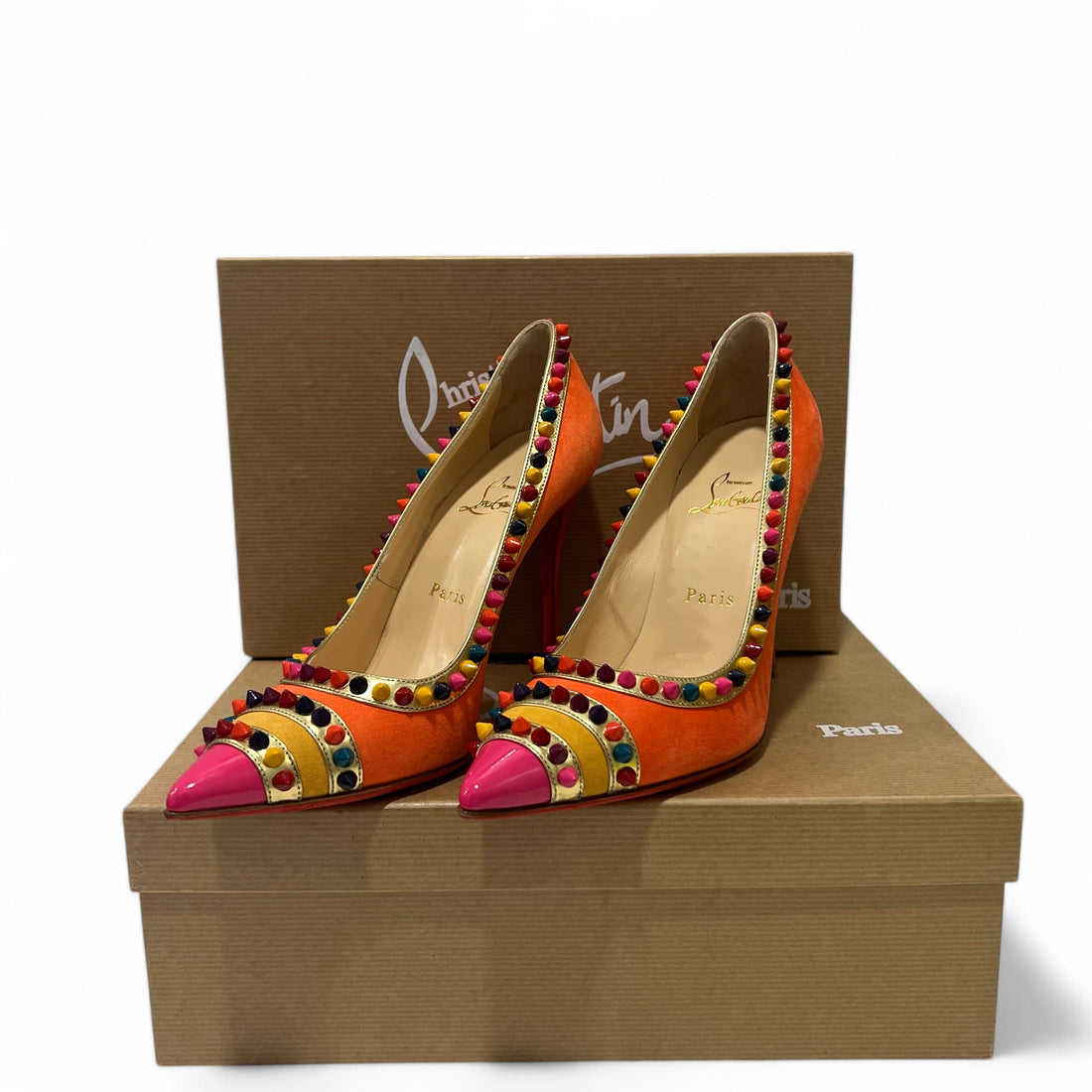 Louboutin - Escarpins multicolores avec studs multicolores