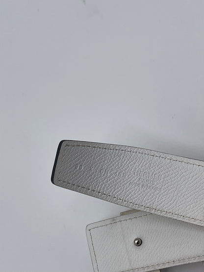 Hermès - Ceinture H 32mm réversible blanche/craie T90