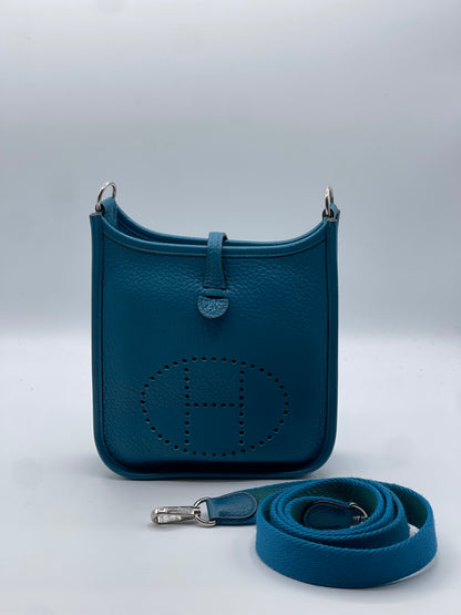 Hermès - Mini Evelyne 16 bleu canard