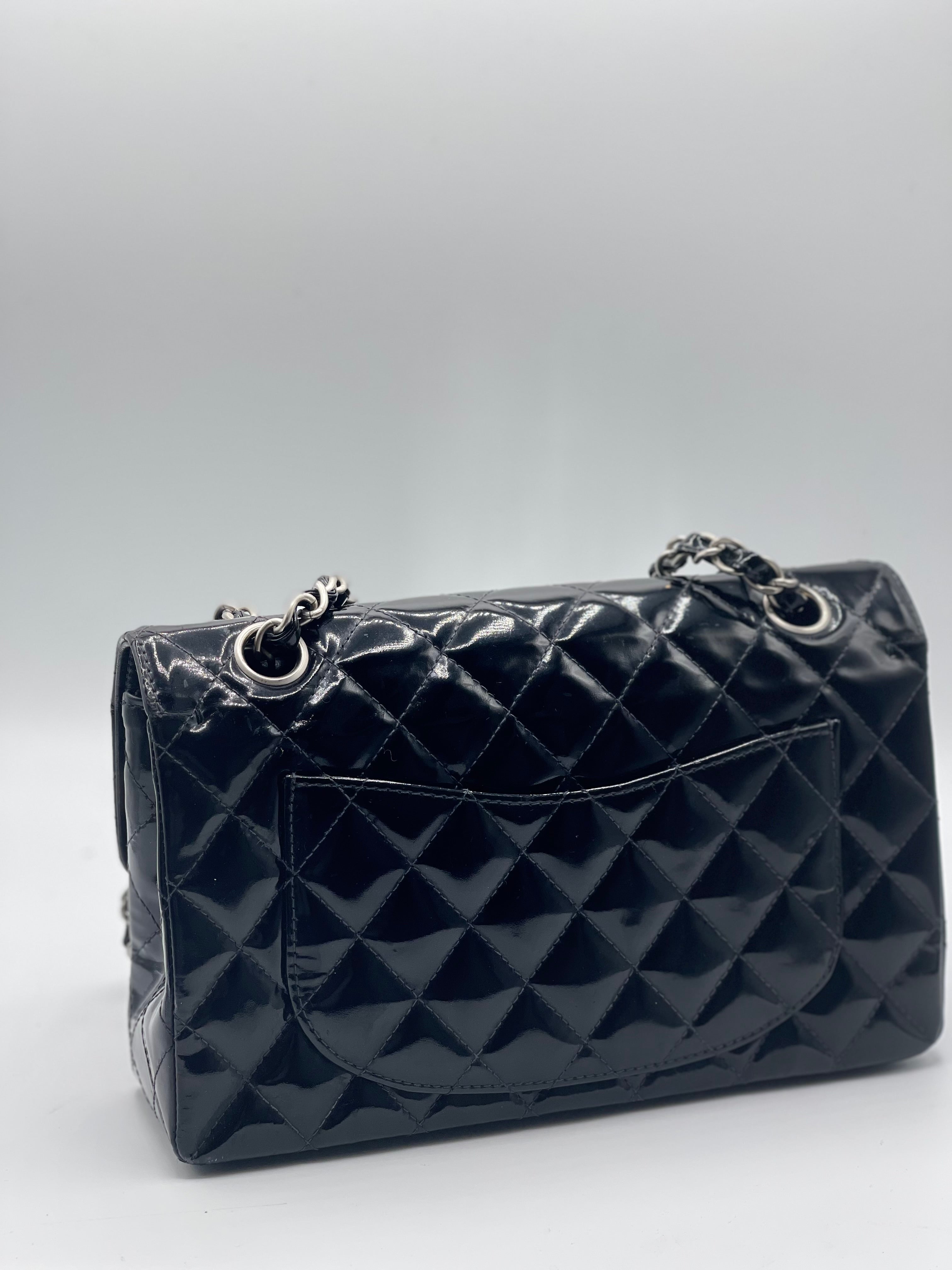 Chanel - sac classique double rabat small cuir vernis noir