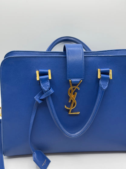 YSL - sac monogramme cabas cuir bleu roi