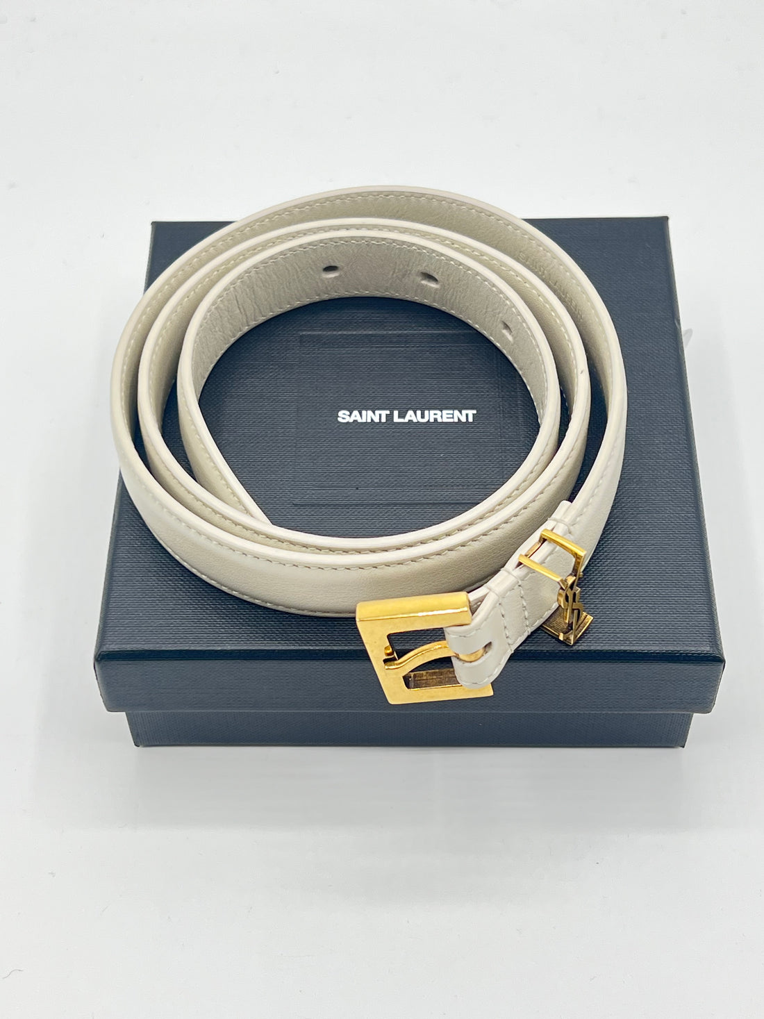 YSL - ceinture cuir blanc vintage