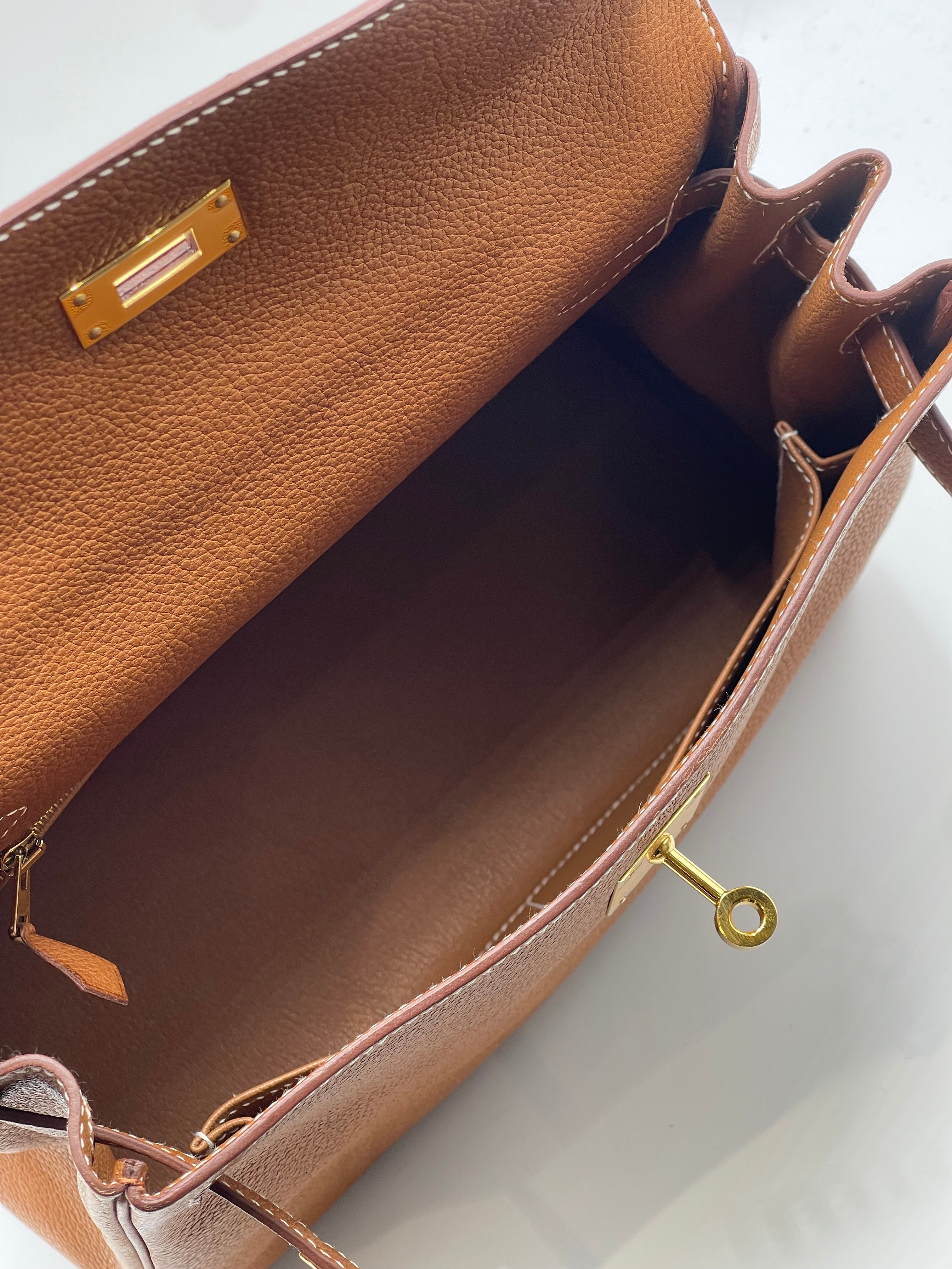 Hermès - Sac Kelly 28 Gold Barenia