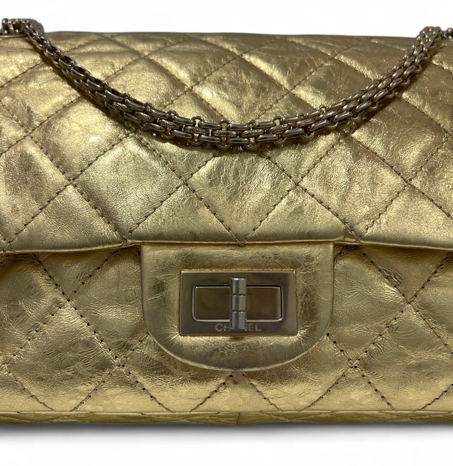 Chanel - Sac 2.55 Metallic Gold Double Rabat