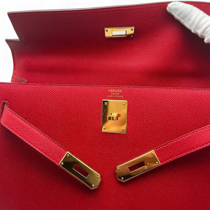 Hermès - Sac Kelly 32 Sellier Epsom Rouge Casaque