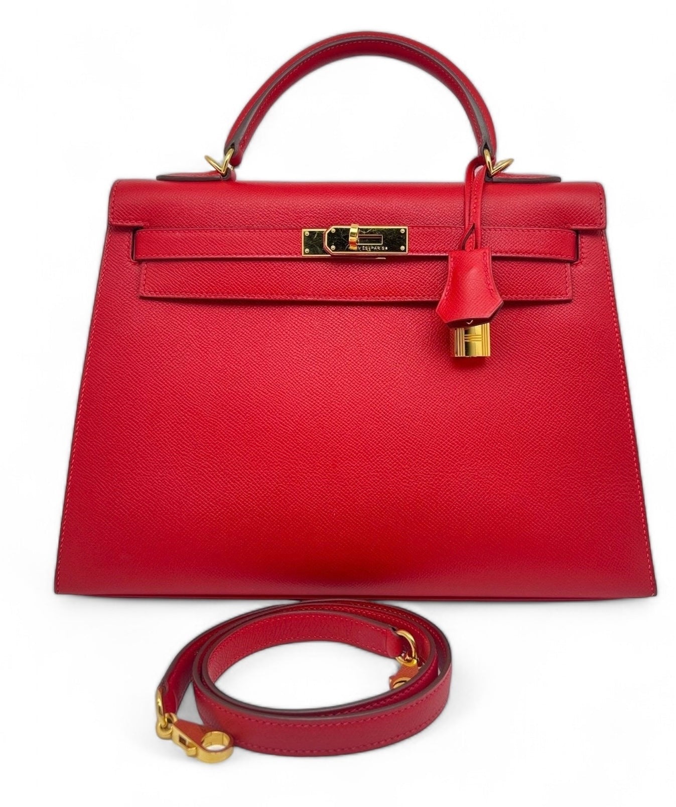 Hermès - Sac Kelly 32 Sellier Epsom Rouge Casaque