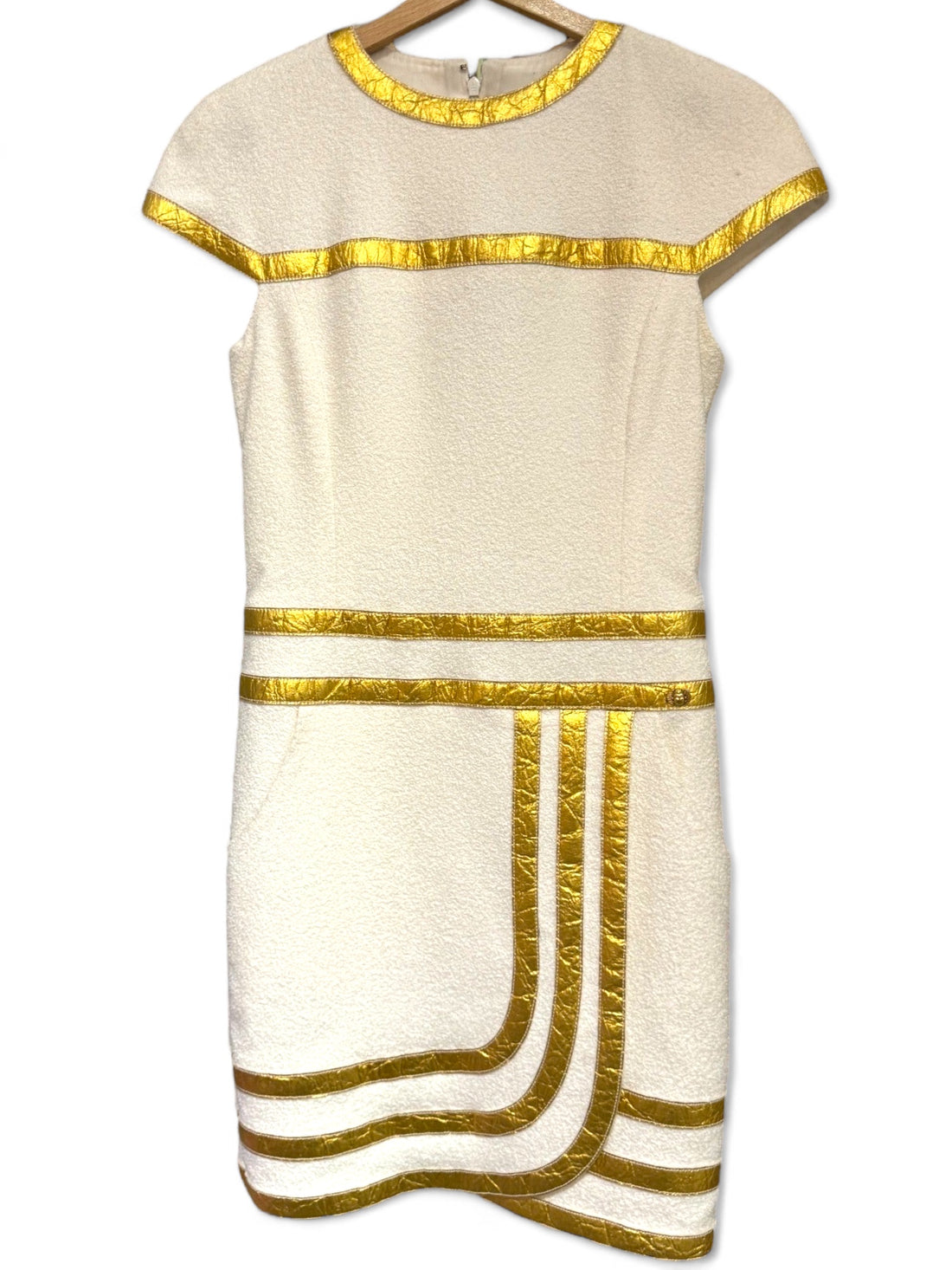 Chanel - Robe blanche/dorée T.34