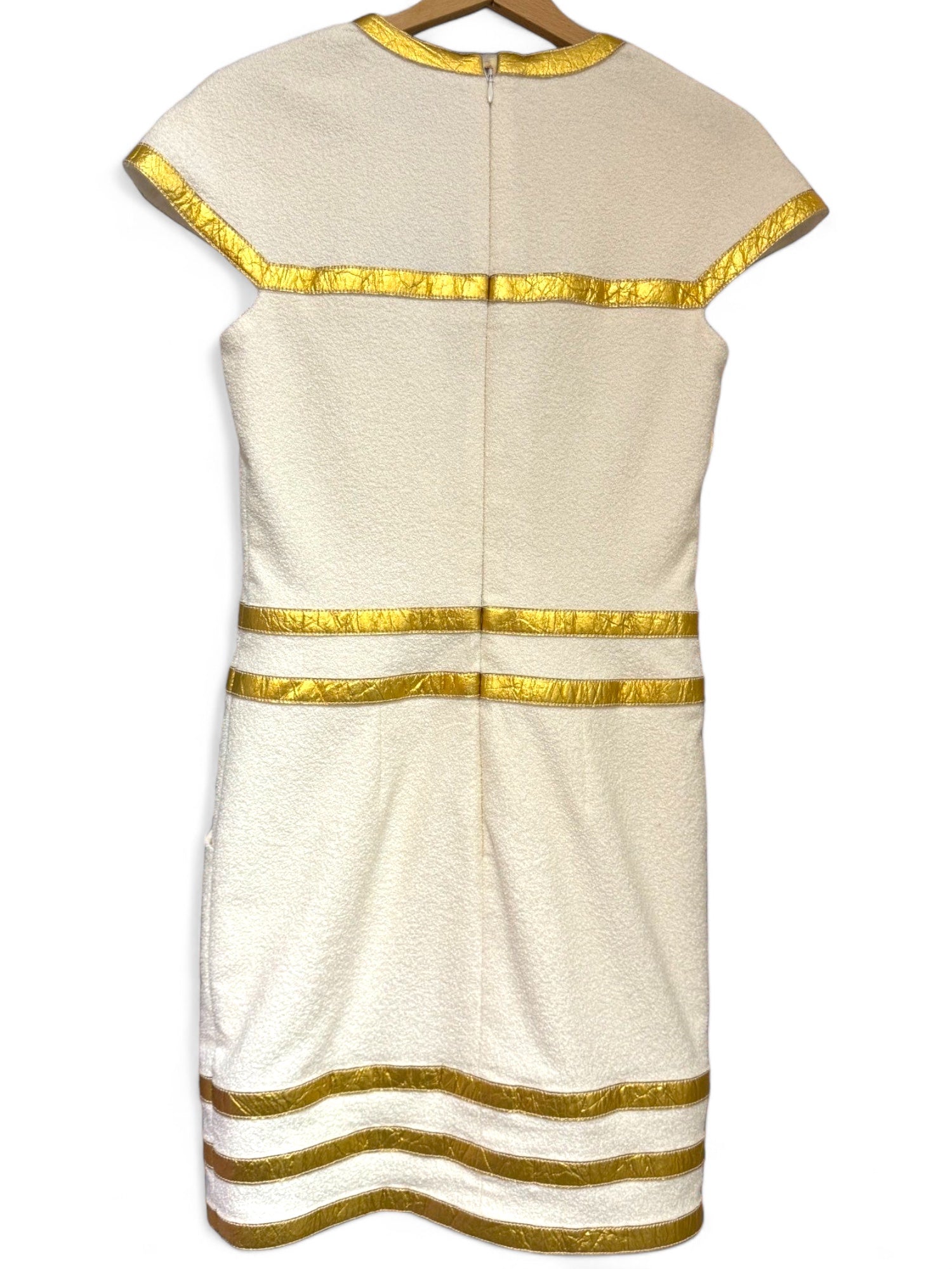 Chanel - Robe blanche/dorée T.34