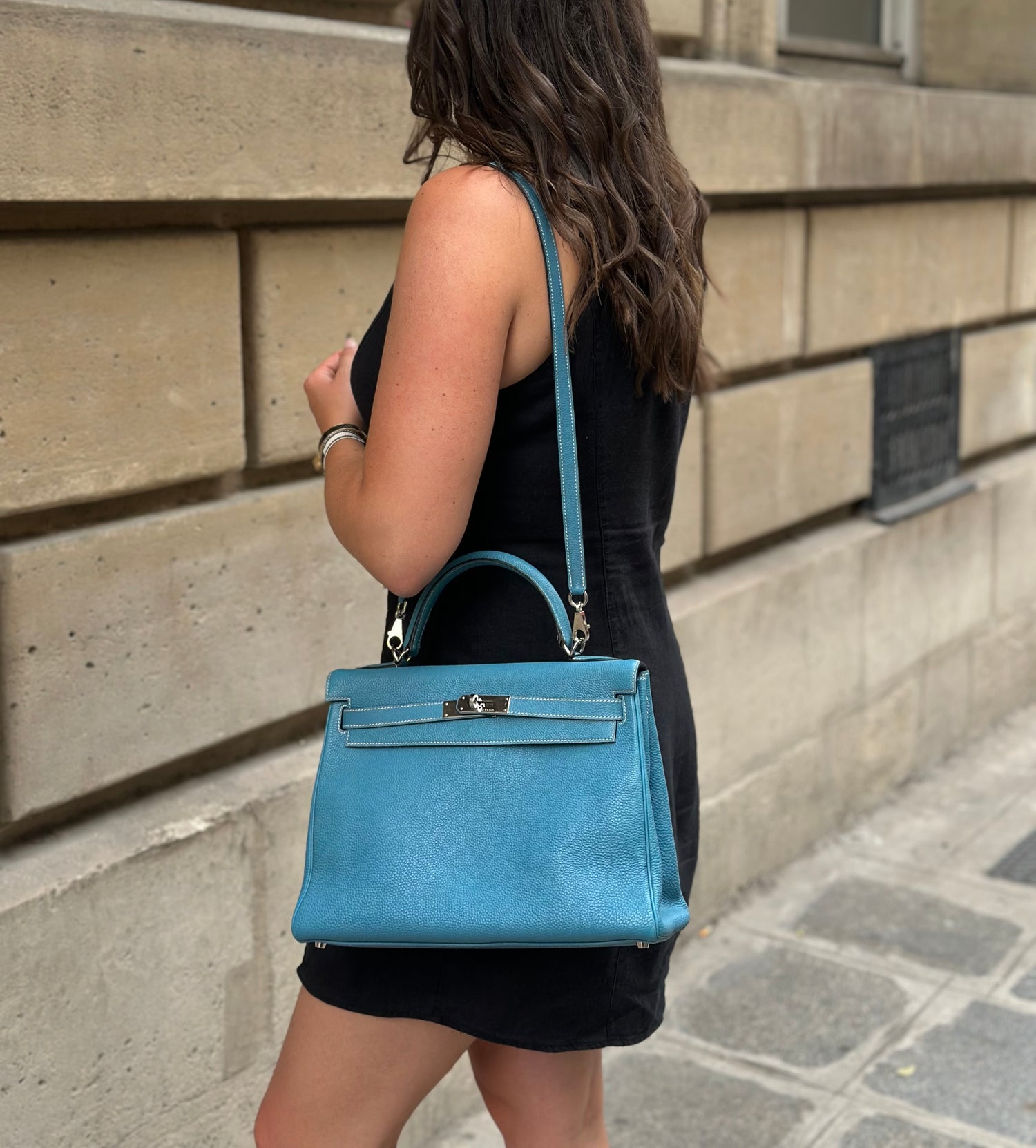 Hermès - Sac Kelly 32 blue jean