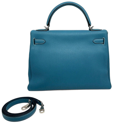 Hermès - Sac Kelly 32 blue jean