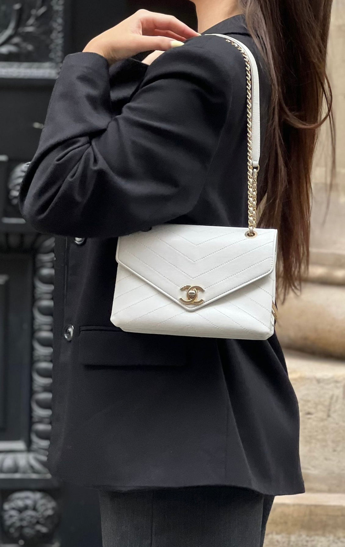 Chanel Umschlagtasche Weiß Tasche