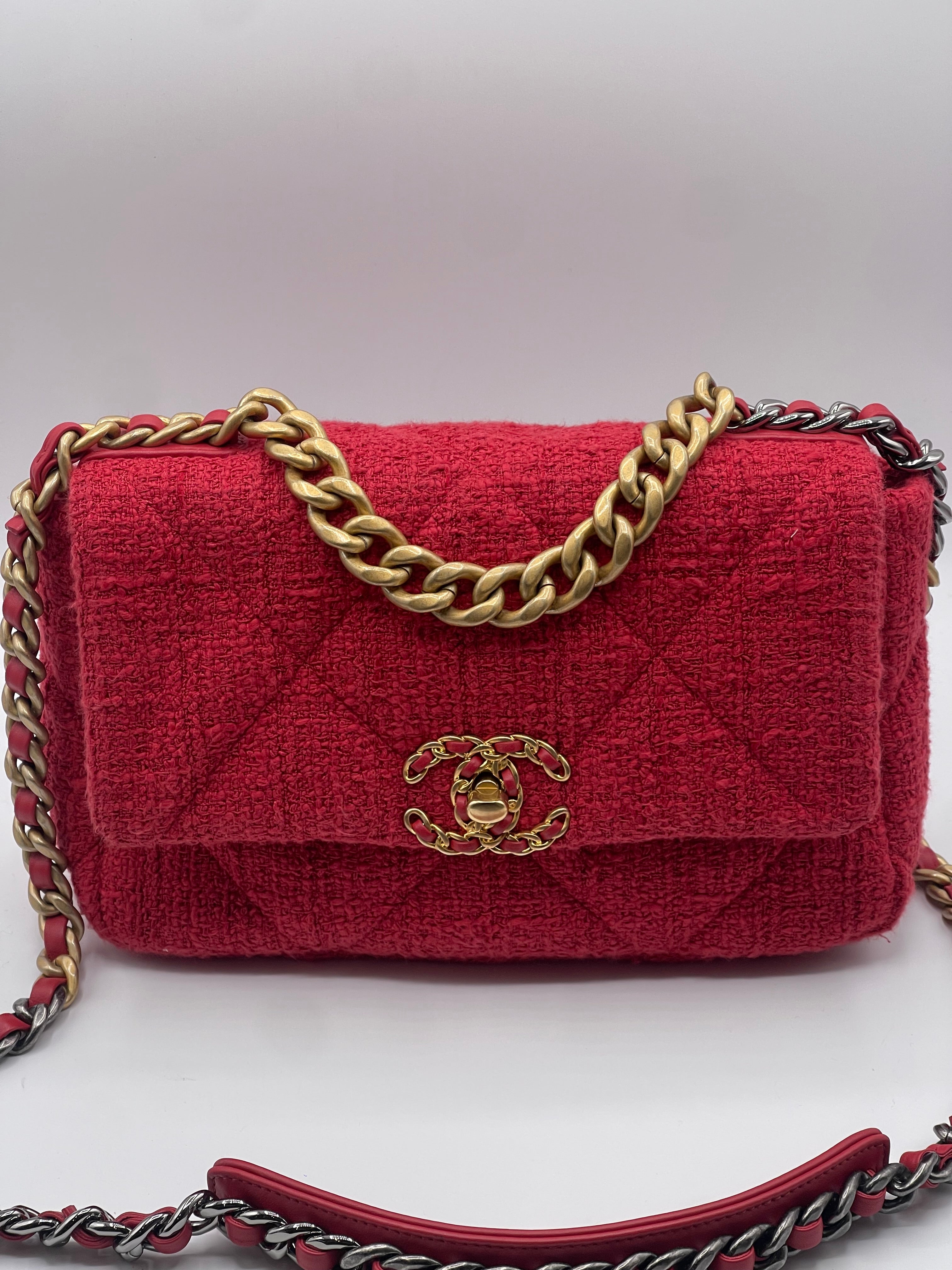 Chanel - Sac 19 tweed rouge