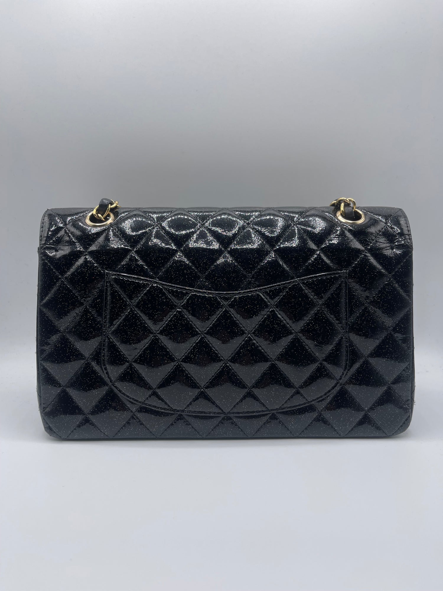 Chanel - Sac 11.12 Timeless noir verni pailleté