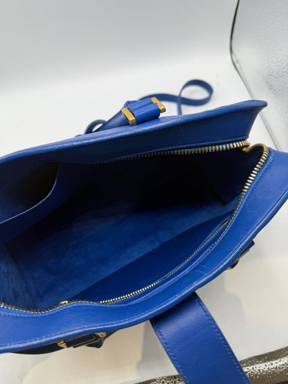 YSL - sac monogramme cabas cuir bleu roi