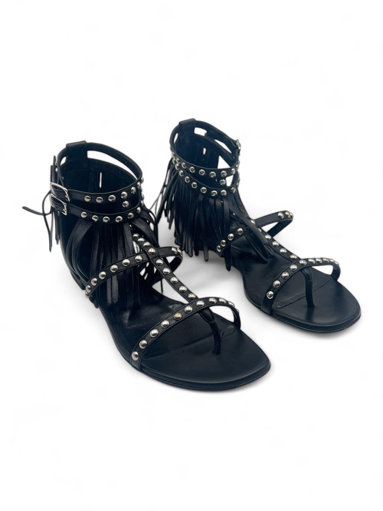 Saint Laurent - Sandales à franges noires T38,5