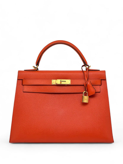 Hermès - Sac Kelly 32 Epsom Orange