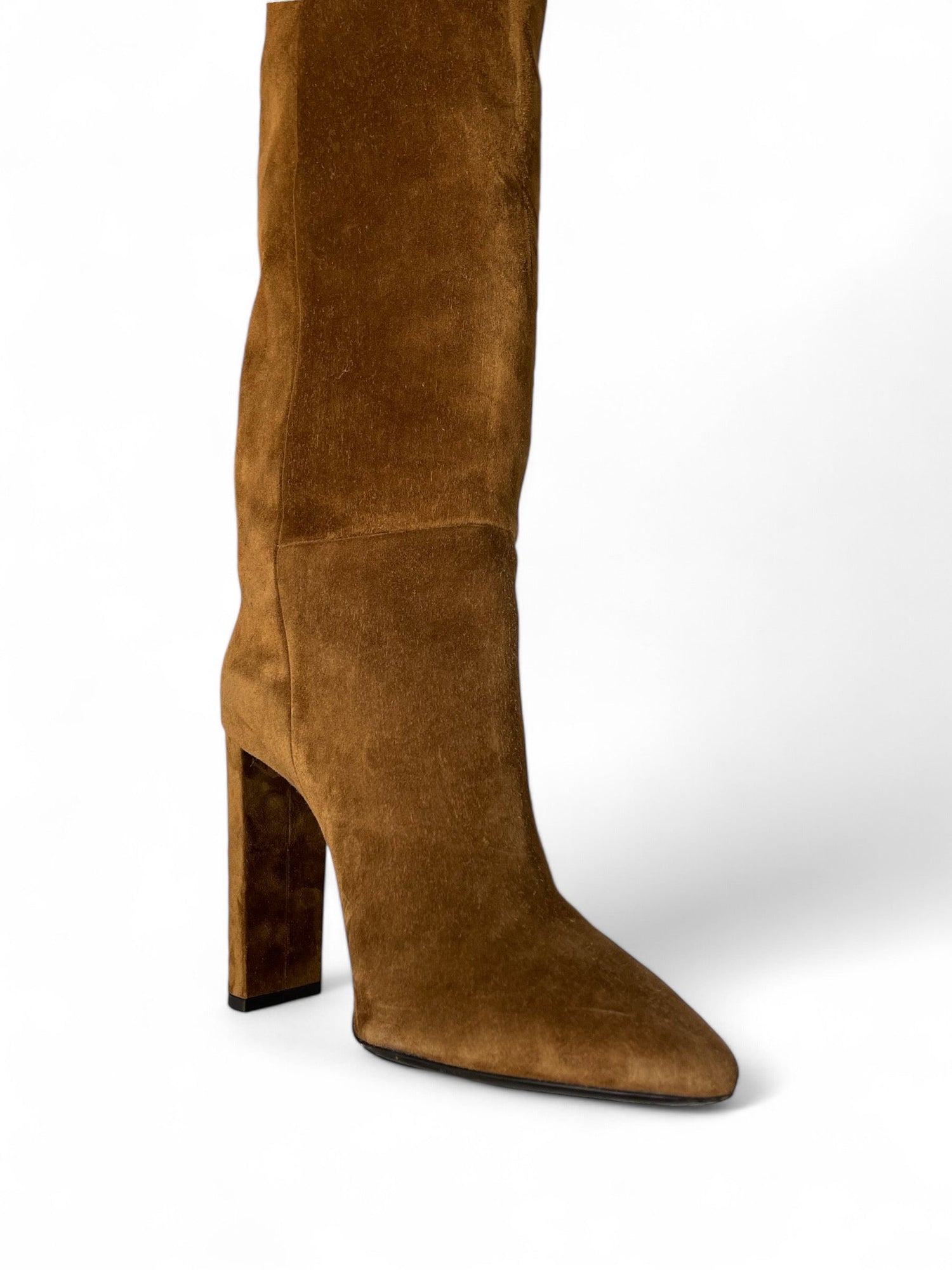 Saint Laurent - Bottes cuissardes en daim T40