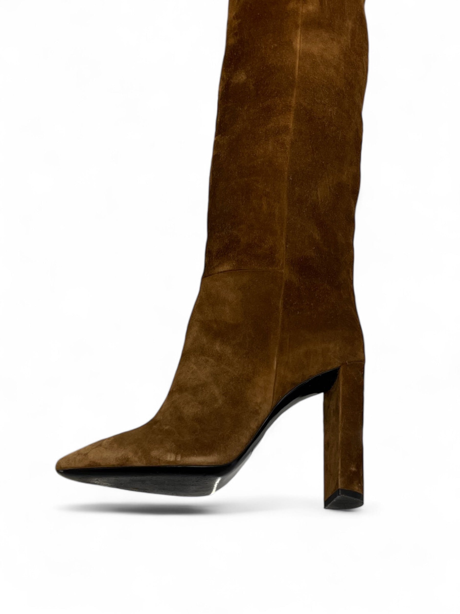 Saint Laurent - Bottes cuissardes en daim T40