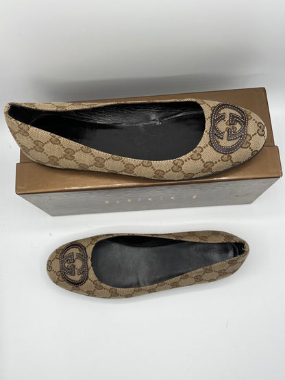 Gucci - ballerines monogramme beiges