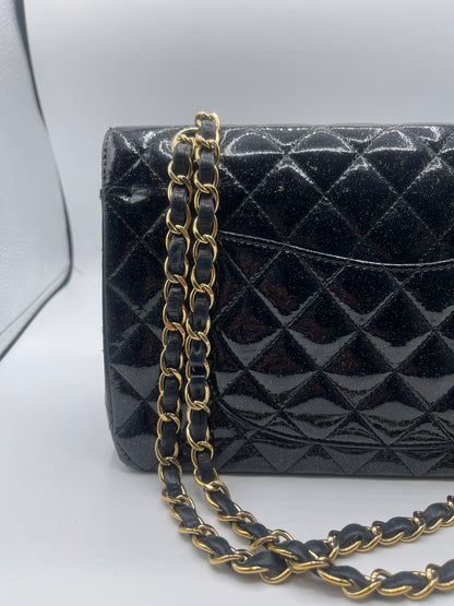 Chanel - Sac 11.12 Timeless noir verni pailleté