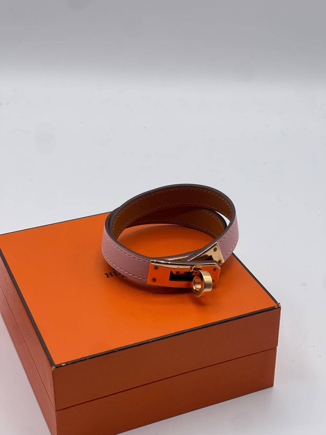 Hermès - Bracelet Kelly double tour rose sakura or rose