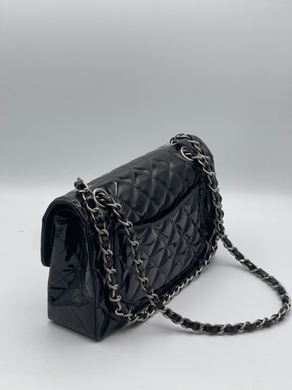 Chanel - sac classique double rabat small cuir vernis noir