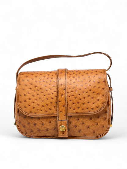 Hermès - Sac Nouméa Autruche Cognac