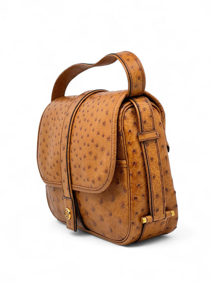 Hermès - Sac Nouméa Autruche Cognac