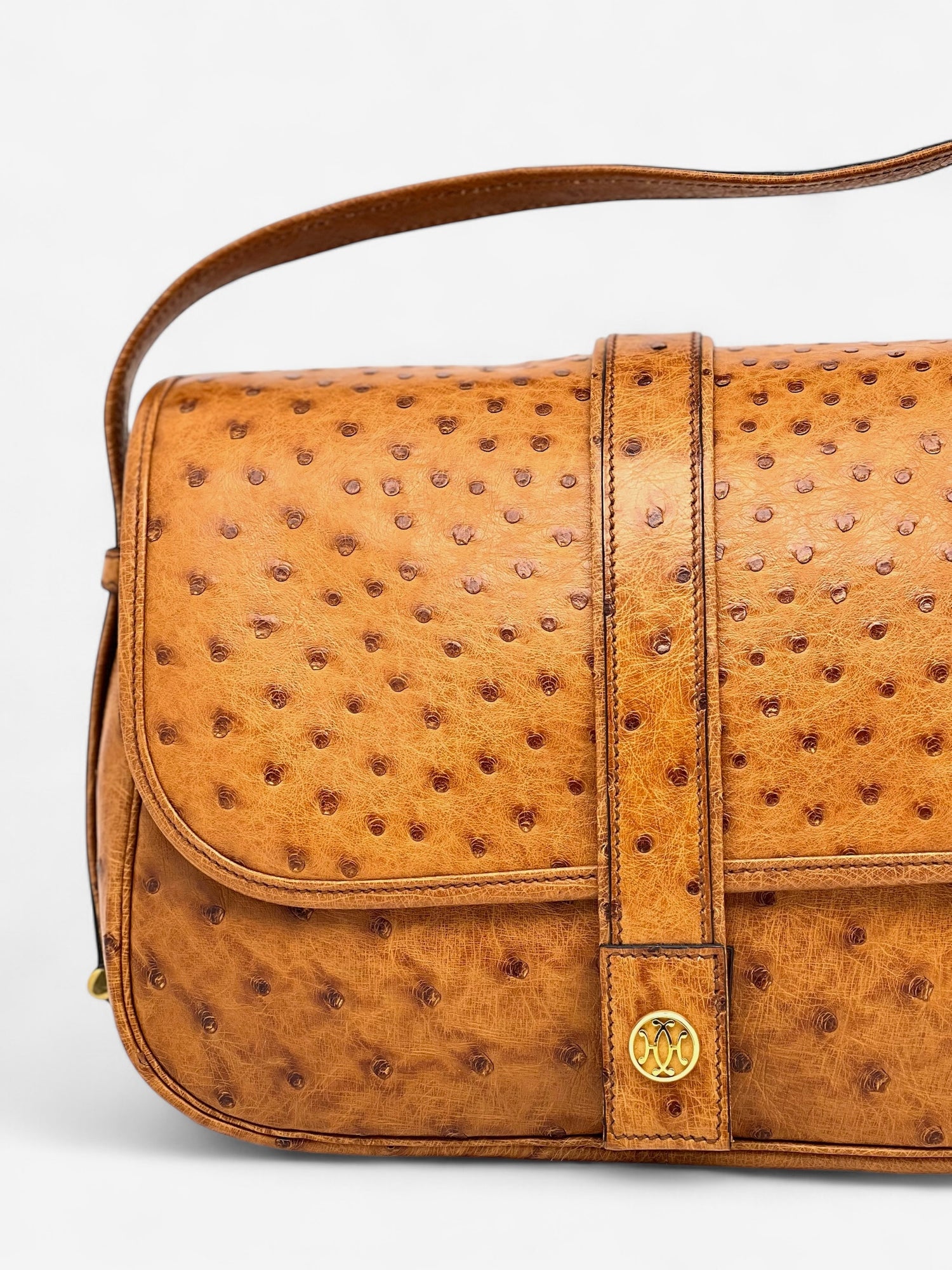 Hermès - Sac Nouméa Autruche Cognac