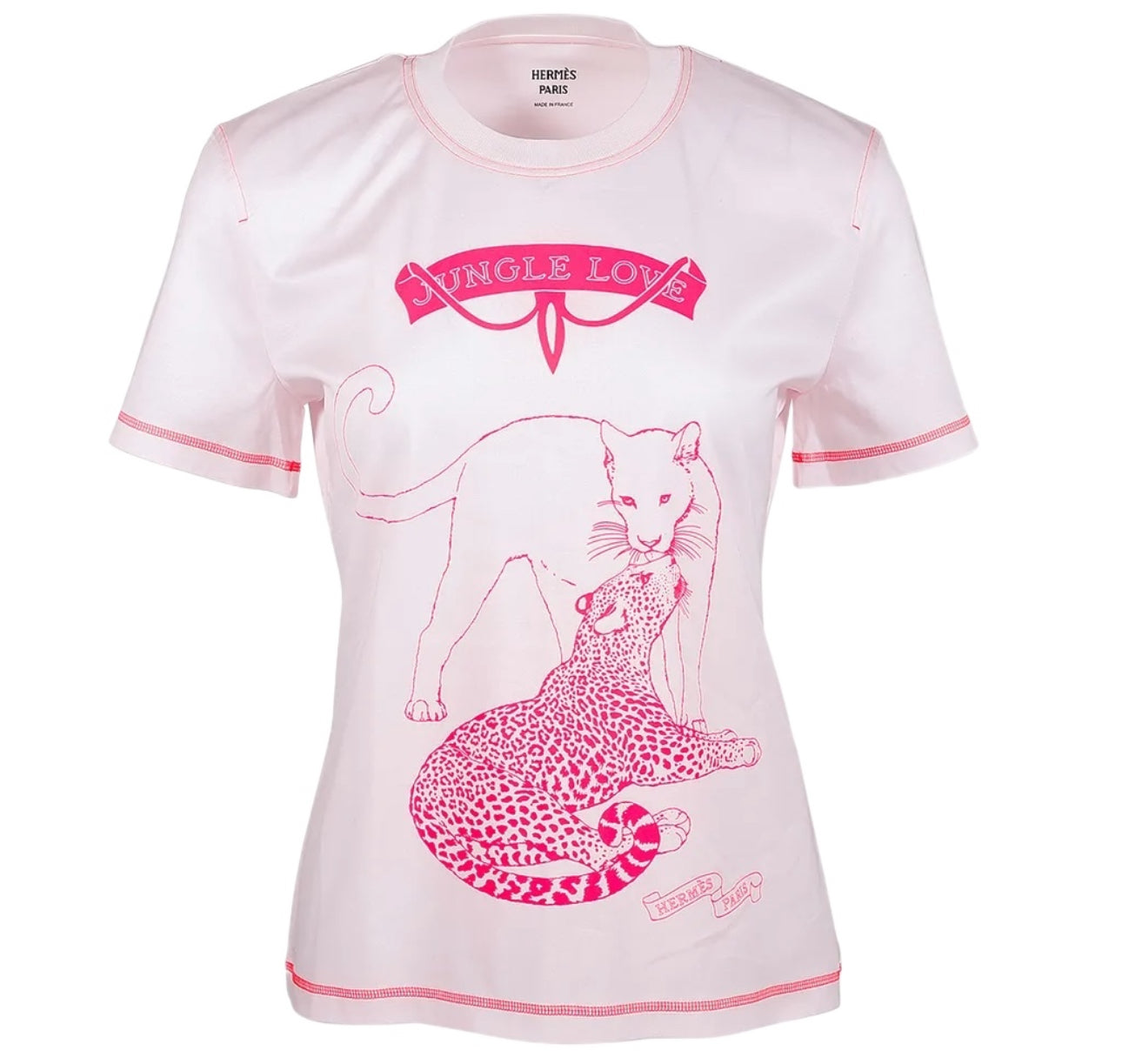 Hermès -T-shirt Jungle Love rose T36