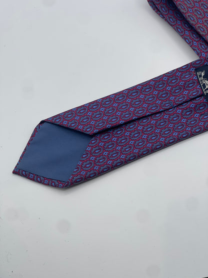 Hermès - Cravate bordeaux et bleu