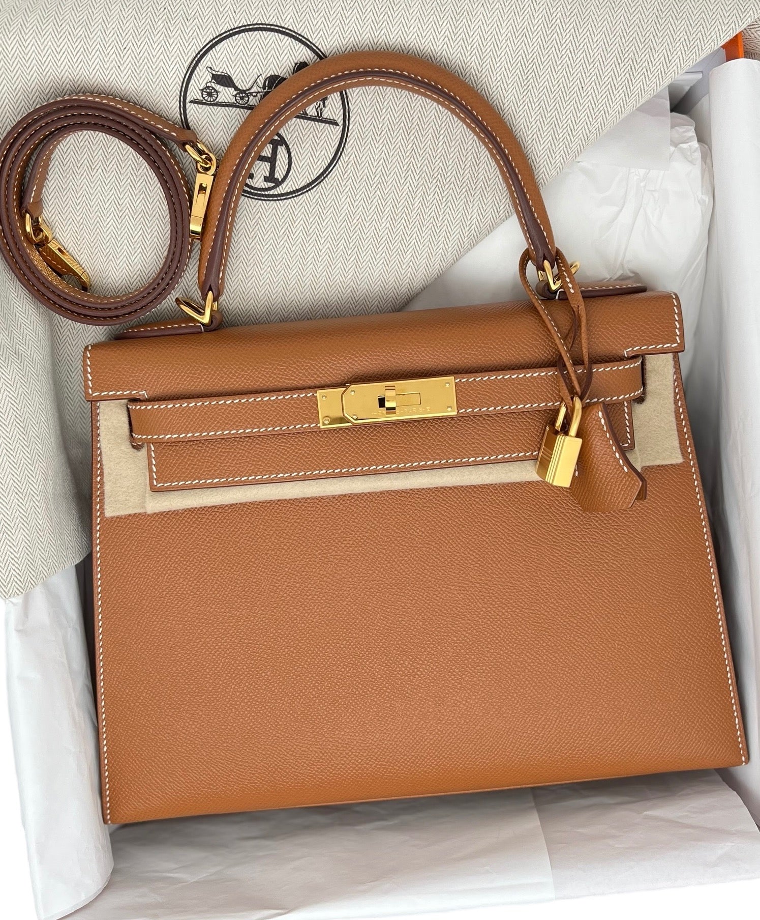 Hermès - Sac Kelly 28 Gold Epsom