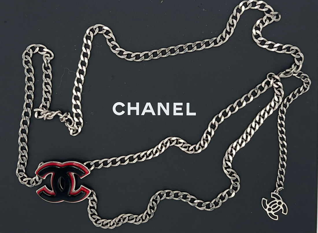 Chanel - ceinture chaîne métal argenté