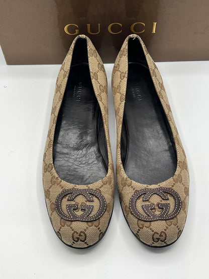 Gucci - ballerines monogramme beiges