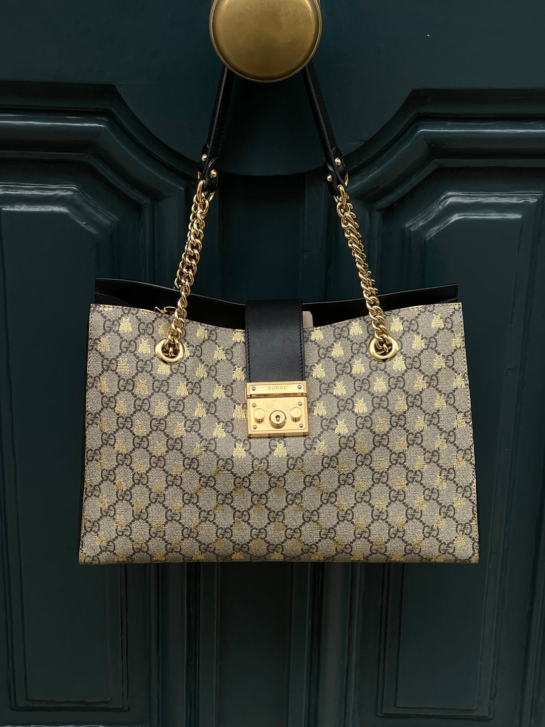 Gucci - Padlock Monogram tote bag, bees limited edition