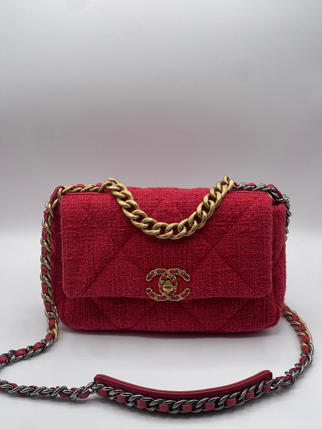 Chanel - Sac 19 tweed rouge