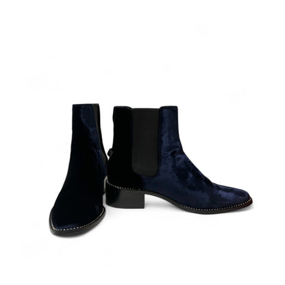 Christian Dior - Bottines en velours bleu nuit T38.5