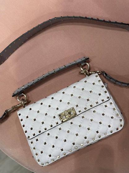 Valentino - Sac Rockstud à soufflet blanc