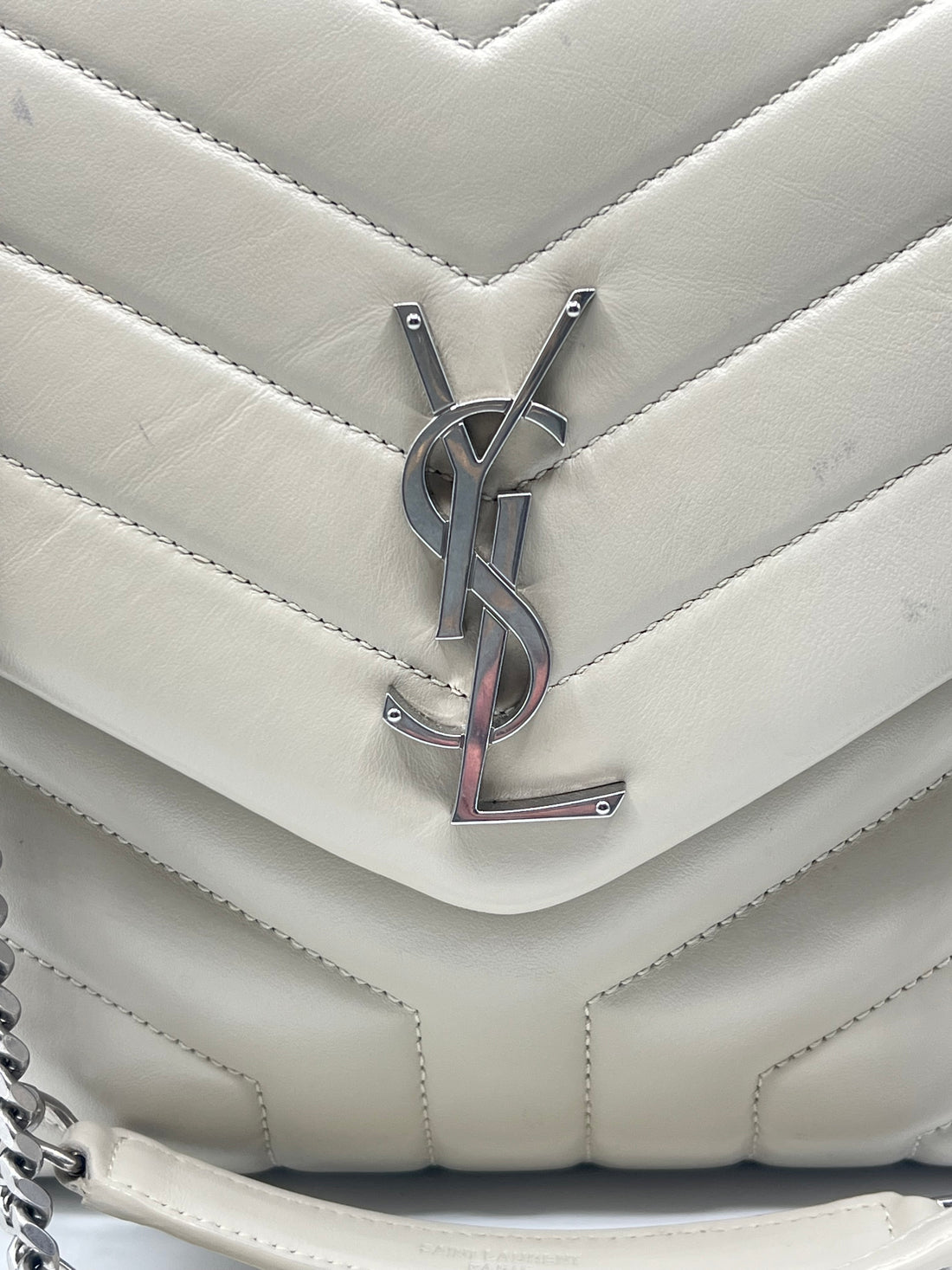 YSL - sac Loulou cuir blanc vintage GM