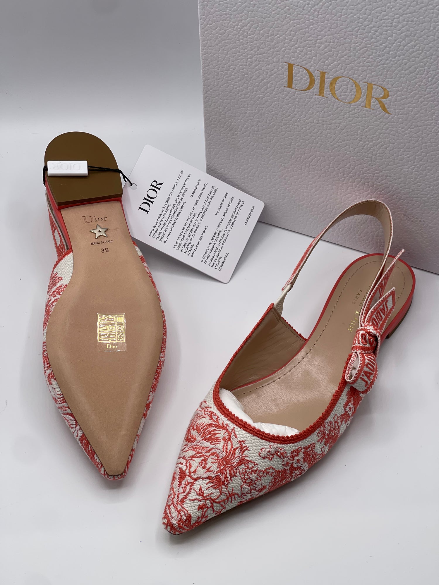 Dior - Ballerines Slingback dioriviera toile de jouy T39