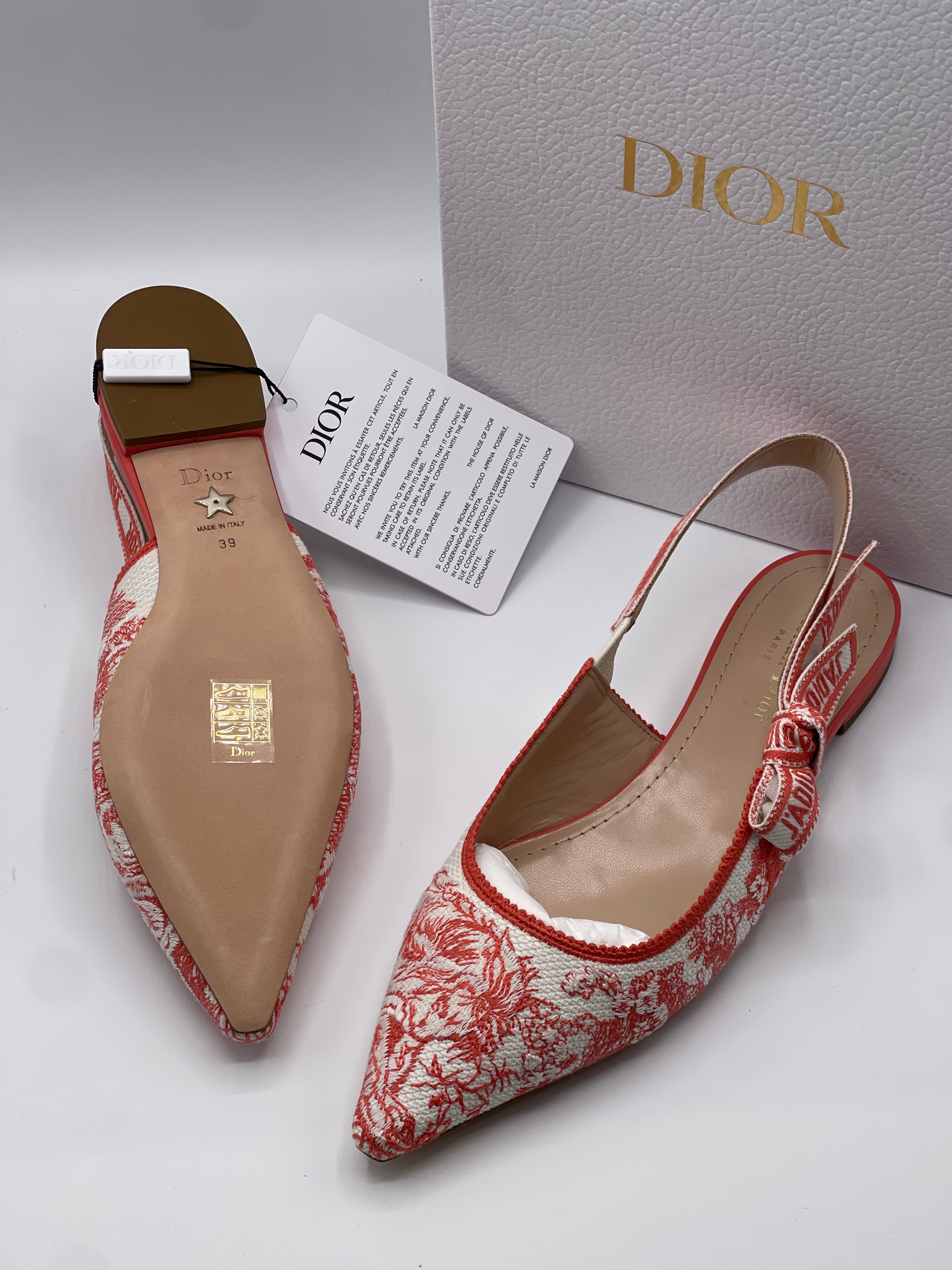 Dior - Ballerines Slingback dioriviera toile de jouy T39