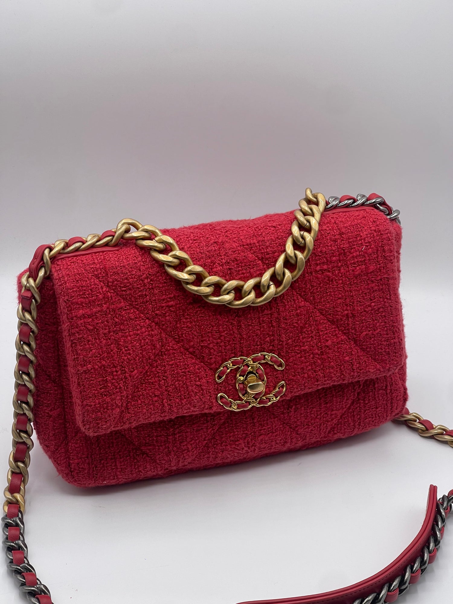 Chanel - Sac 19 tweed rouge