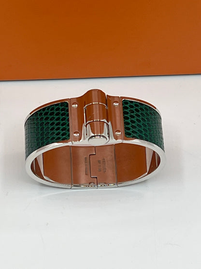 Hermès - bracelet charnière lézard vert