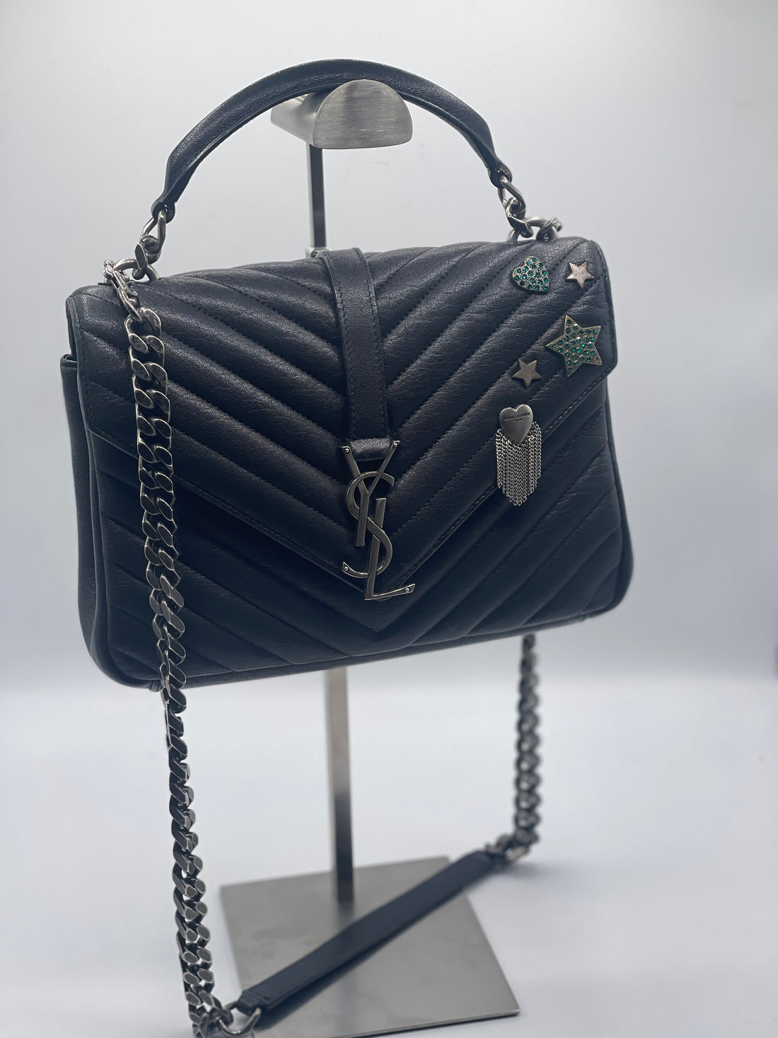 Saint Laurent - Sac Collège small noir avec patch