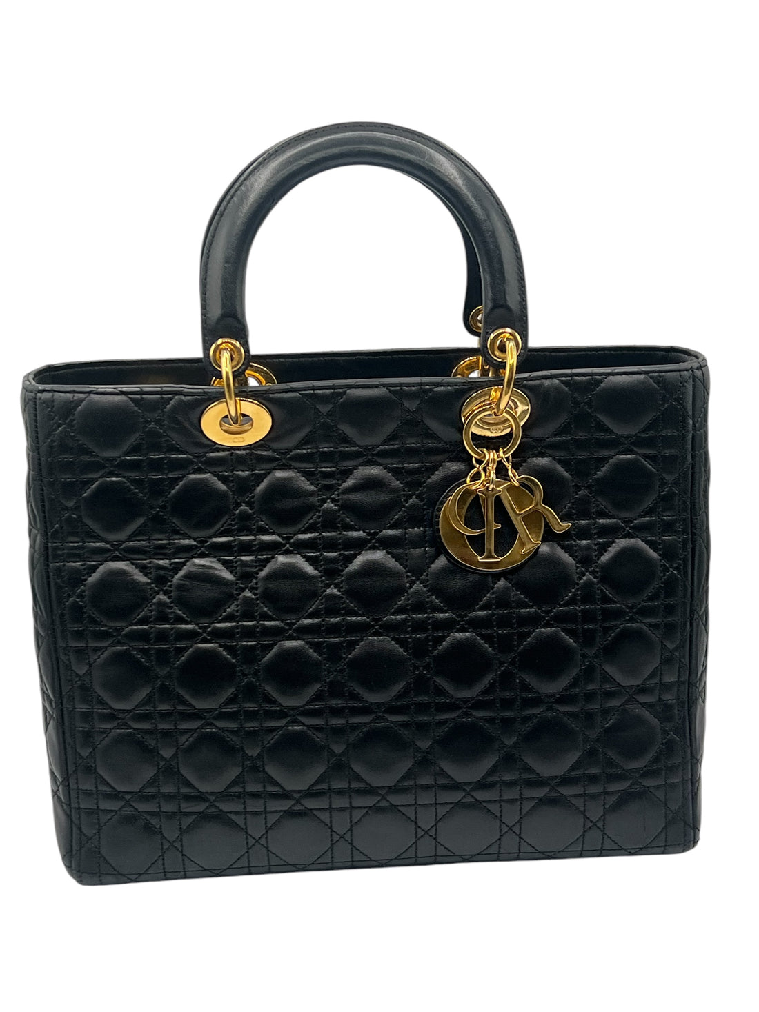 Dior - sac lady Dior vintage cuir cannage noir