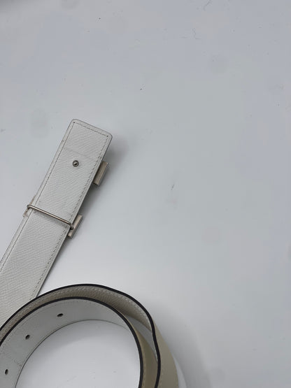 Hermès - Ceinture H 32mm réversible blanche/craie T90