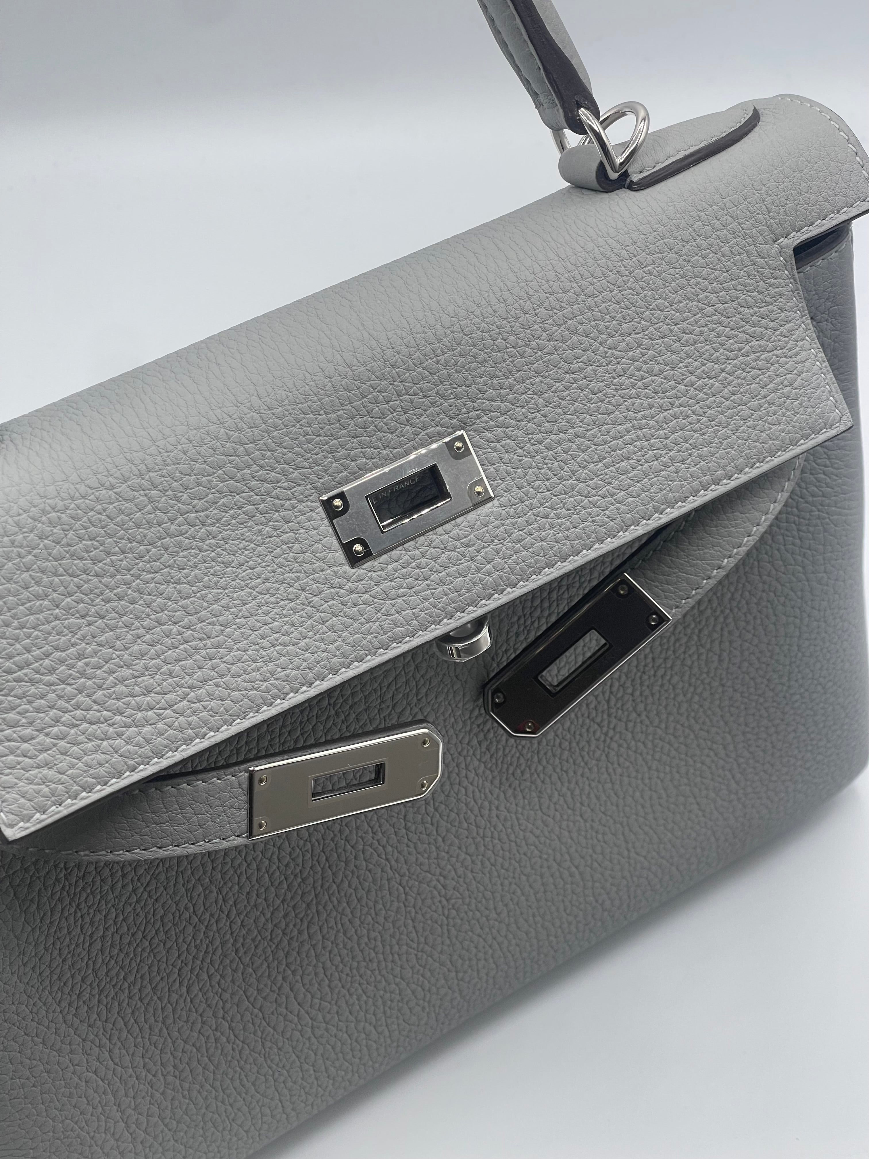 Hermès - Sac Kelly 28 Gris Mouette