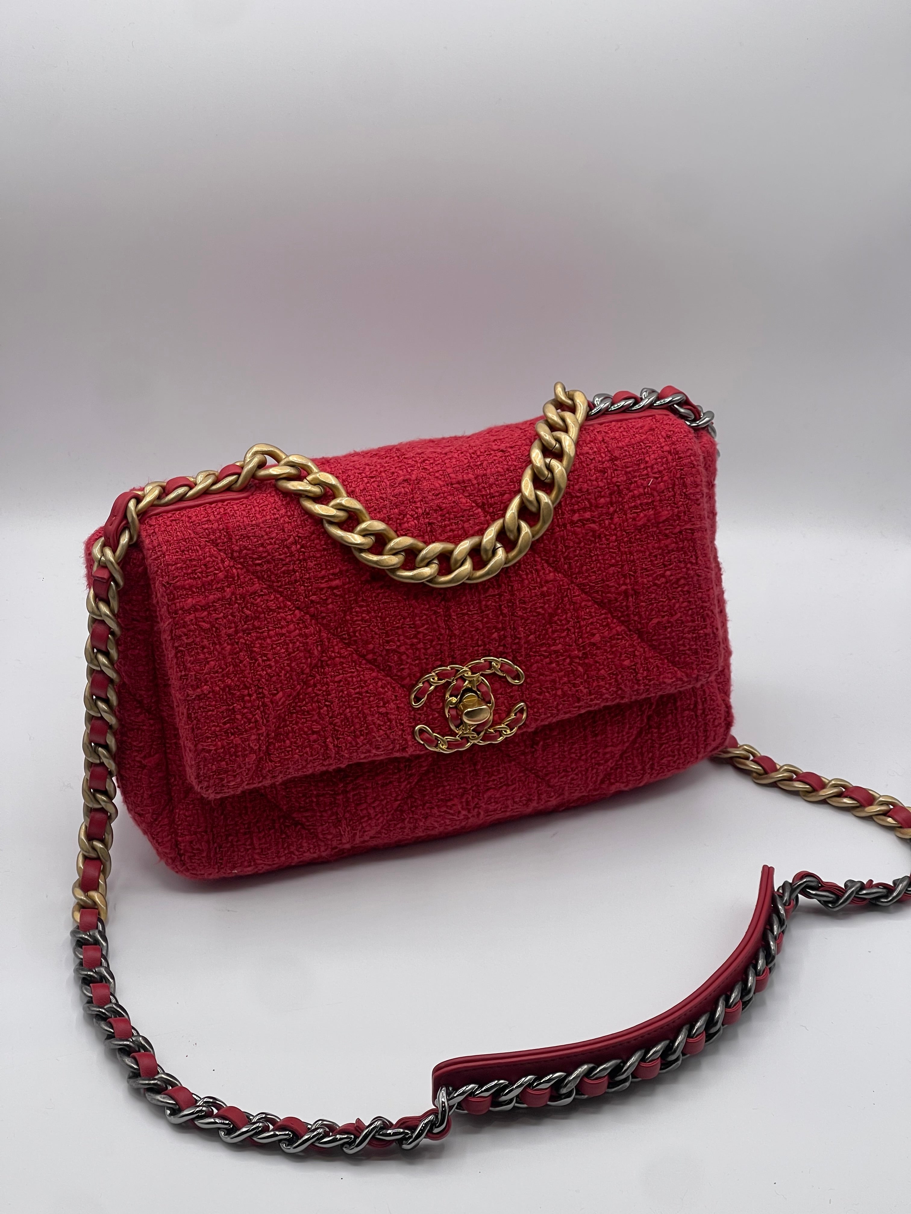 Chanel - Sac 19 tweed rouge