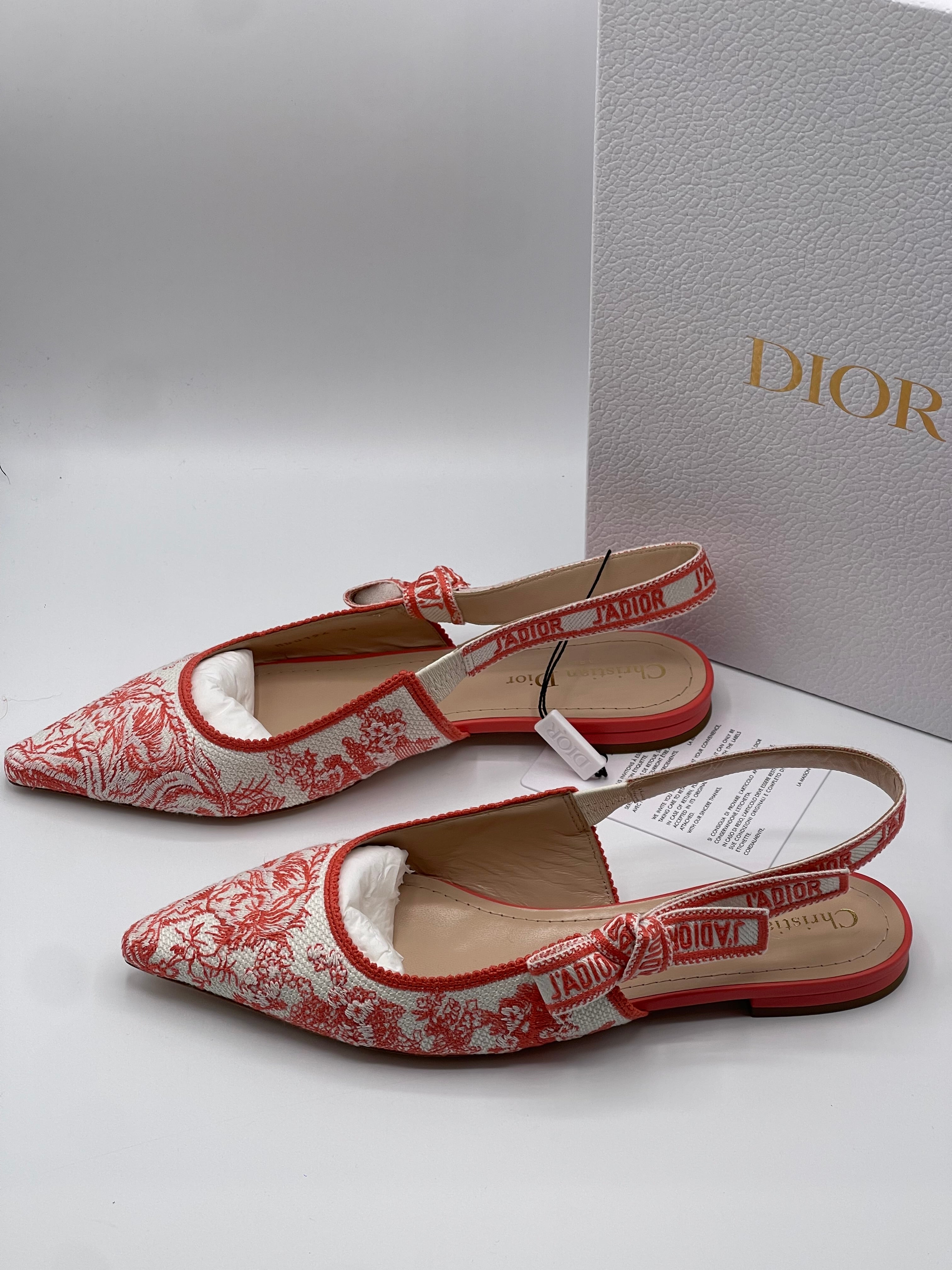 Dior - Ballerines Slingback dioriviera toile de jouy T39